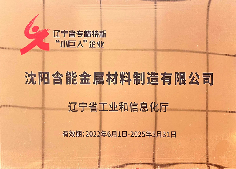 遼寧省專(zhuān)精特新“小巨人”企業(yè)